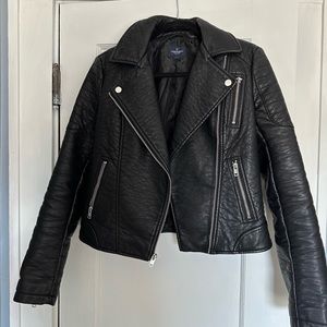 American Eagle Faux Leather Black Motorcycle Moto Jacket Size S